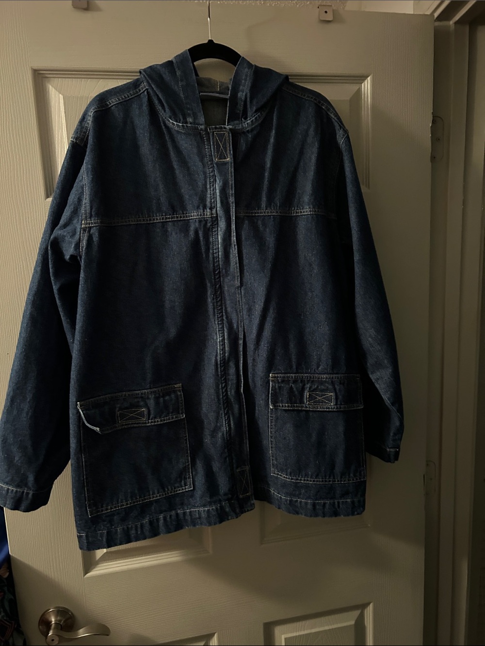 Denim Hooded Jean Jacket - Dark Blue